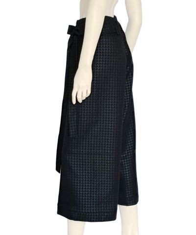Pied-de-poule ankle wide legs black trousers