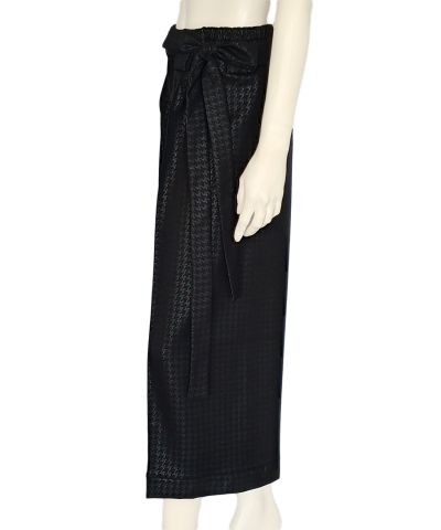 Pied-de-poule ankle wide legs black trousers