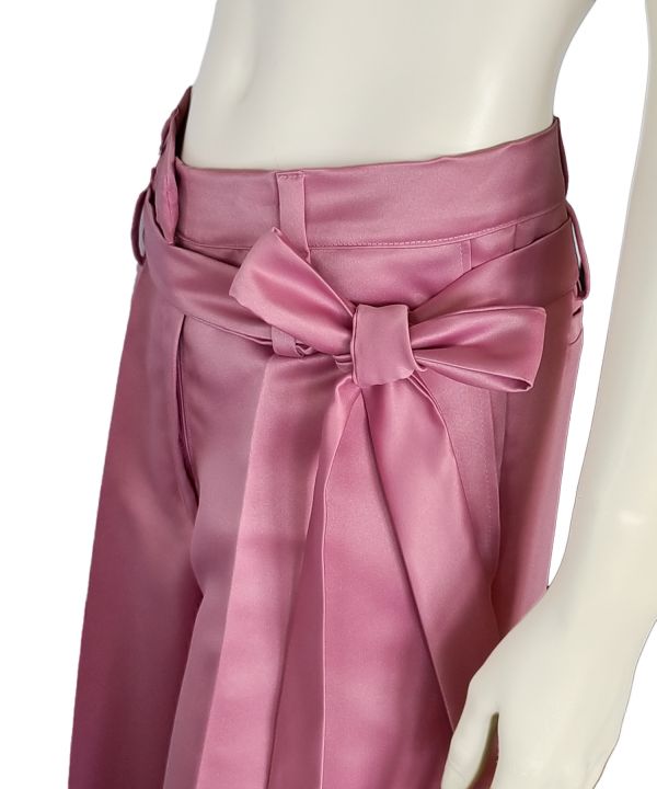 Wide leg high waist pink trousers — another view