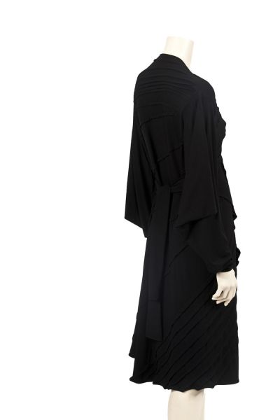 OUT OF STOCK/Classic TATA Black Jersey Wrap Coat