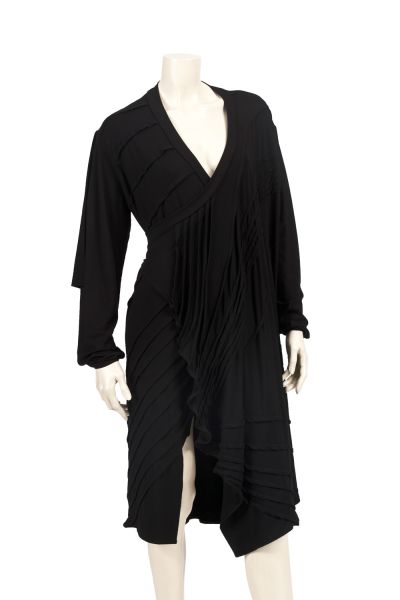 OUT OF STOCK/Classic TATA Black Jersey Wrap Coat