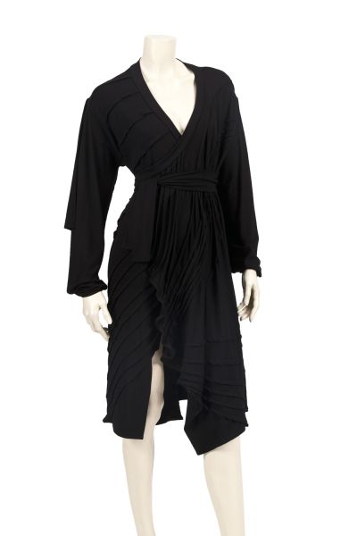 OUT OF STOCK/Classic TATA Black Jersey Wrap Coat