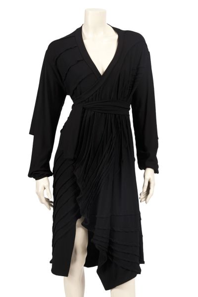 OUT OF STOCK/Classic TATA Black Jersey Wrap Coat