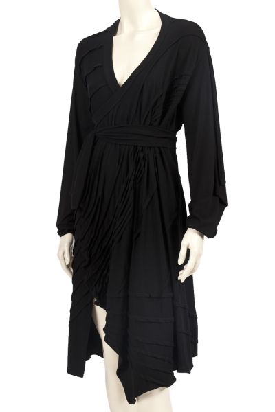 OUT OF STOCK/Classic TATA Black Jersey Wrap Coat