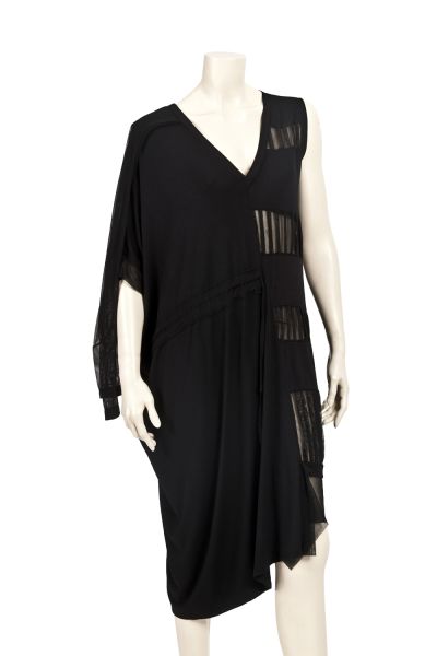 OUT OF STOCK/ Asymmetric Black Half Naked Midi Dress