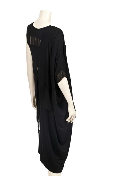 OUT OF STOCK/ Asymmetric Black Half Naked Midi Dress