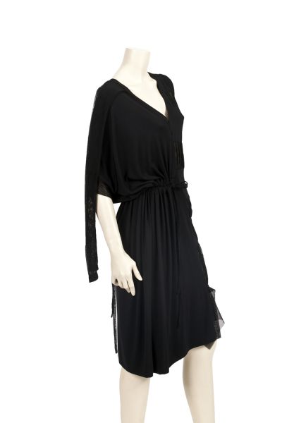 OUT OF STOCK/ Asymmetric Black Half Naked Midi Dress