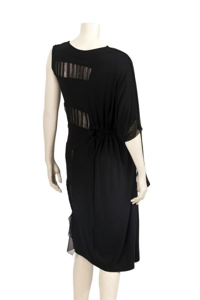 OUT OF STOCK/ Asymmetric Black Half Naked Midi Dress