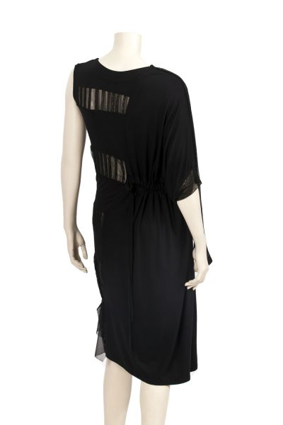 OUT OF STOCK/ Asymmetric Black Half Naked Midi Dress | Tata Fashion