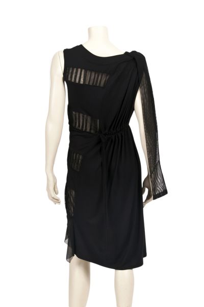 OUT OF STOCK/ Asymmetric Black Half Naked Midi Dress