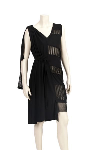 OUT OF STOCK/ Asymmetric Black Half Naked Midi Dress