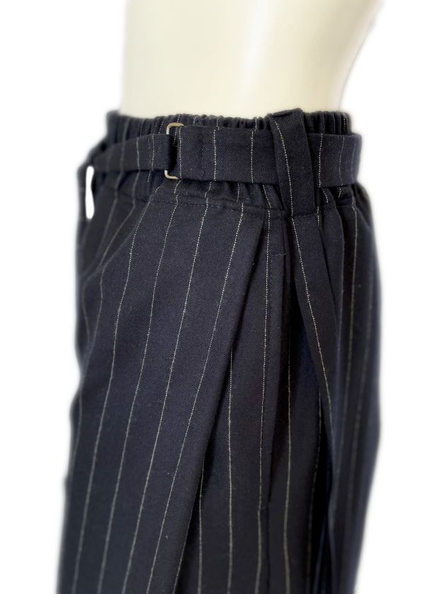 Striped Woolen Wide Trousers