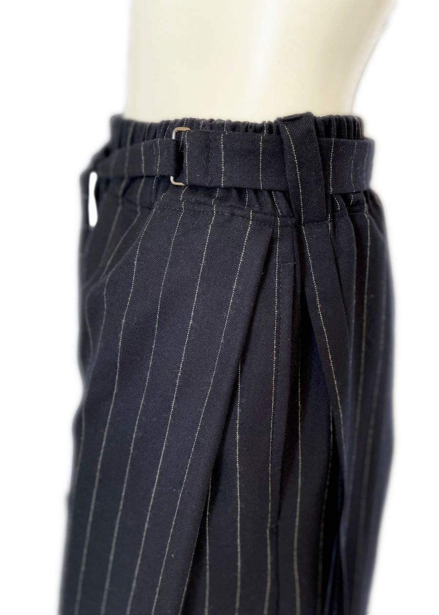 Striped Woolen Wide Trousers — front view
