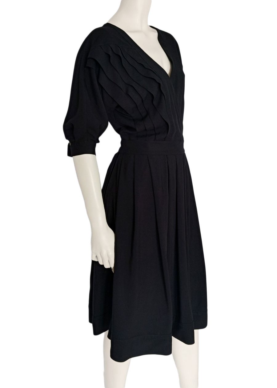 Mid-length pleated dress — front view