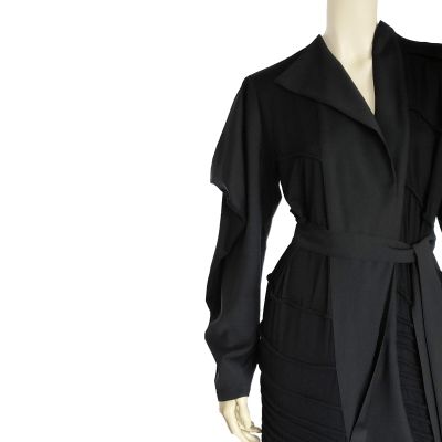 SOLD/ Asymmetric Midi Black Coat