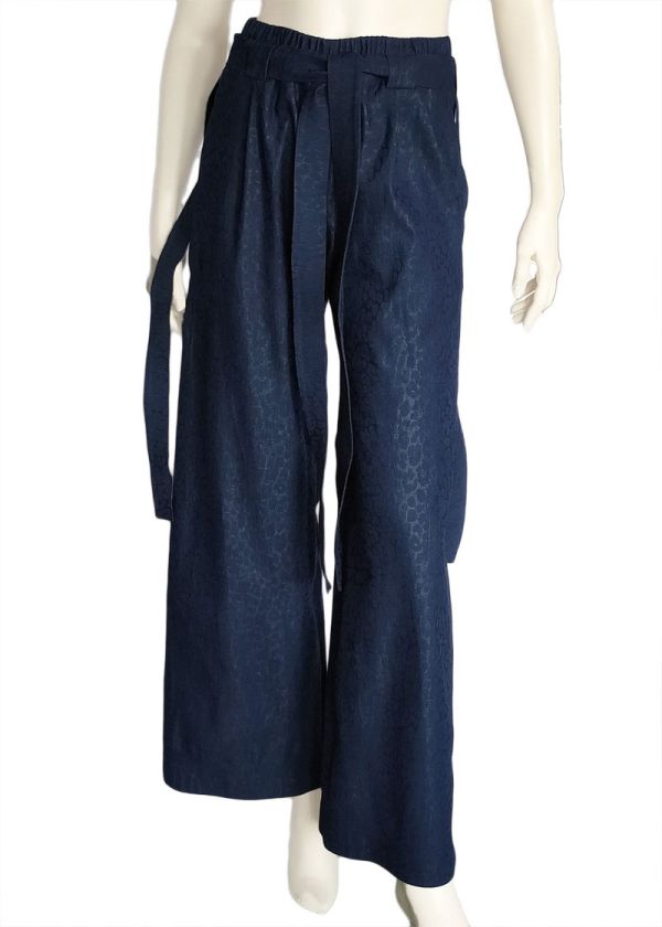 Wide Leg Leopard Jeans Trousers — another view