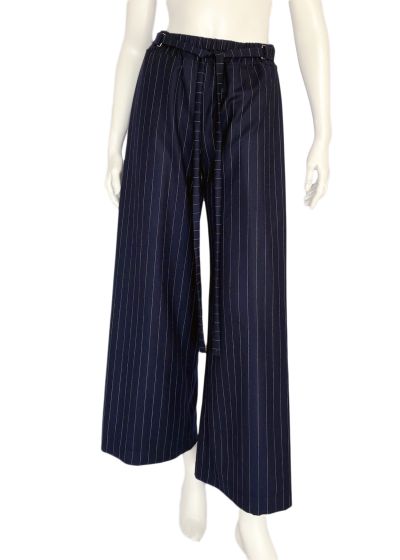 Striped Woolen Wide Trousers
