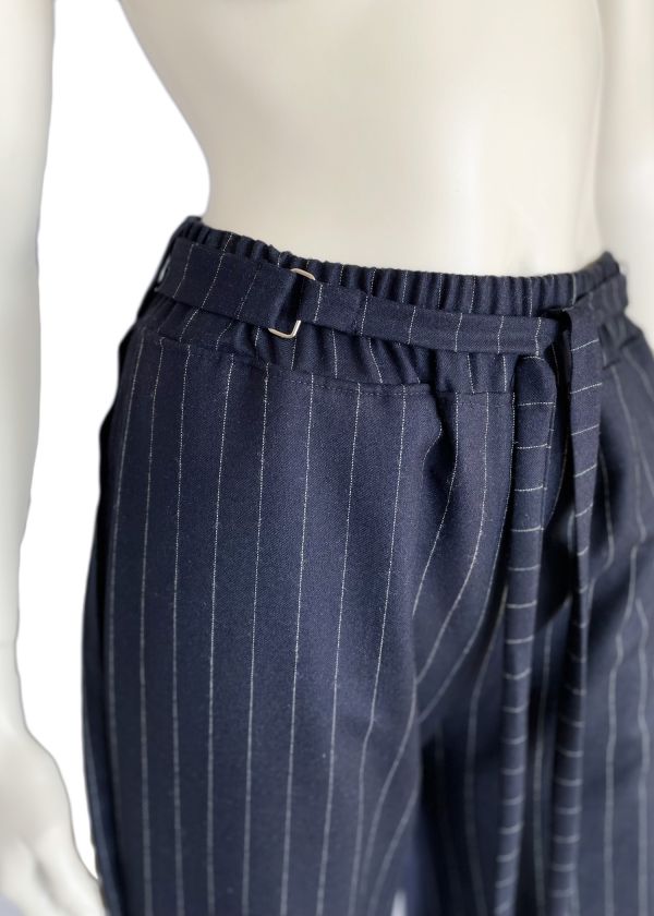 Striped Woolen Wide Trousers — another view