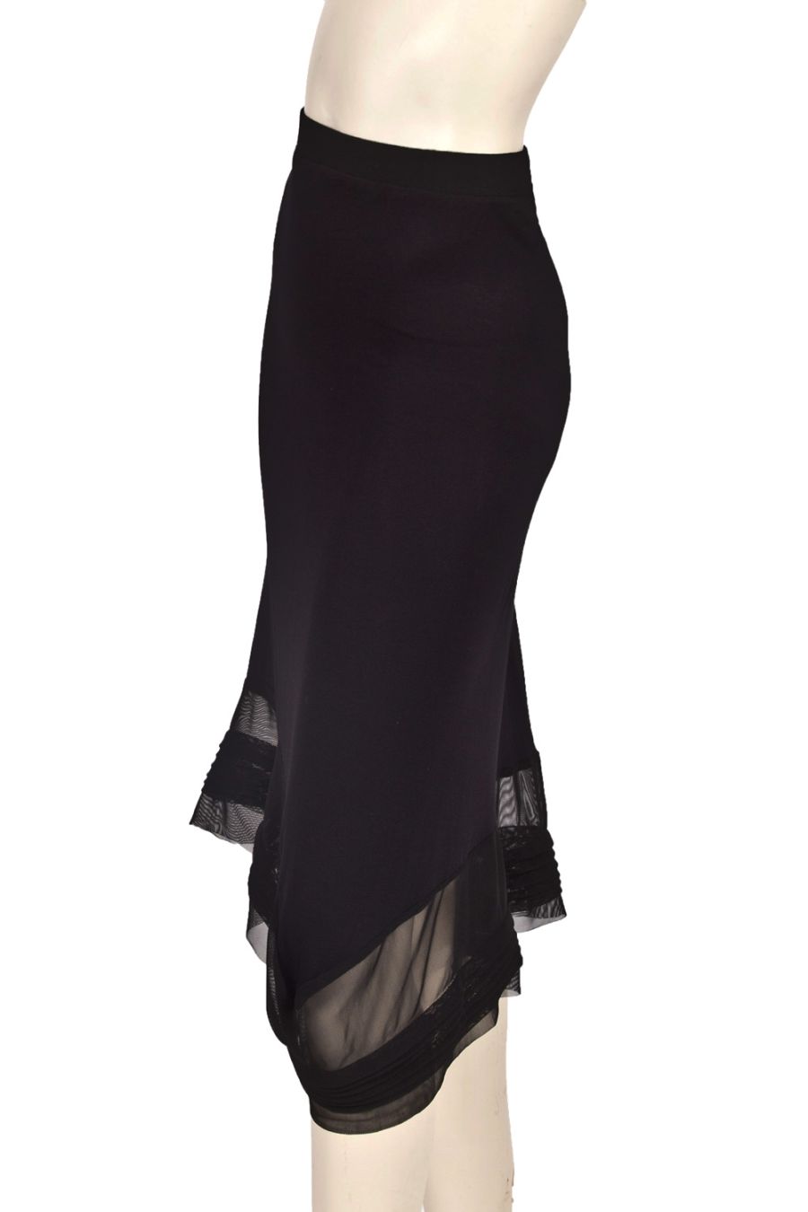 OUT OF STOCK/Black Half Naked Midi Skirt — front view